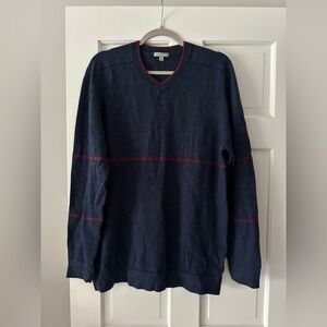 Horny Toad 100% Merino Wool Striped V-Neck Long Sleeve Pullover Sweater